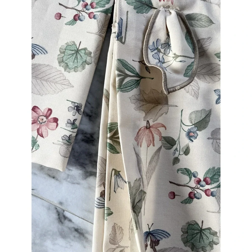 Longaberger Botanical Fields Tab Tie Window Valance Curtains (Set of 2)